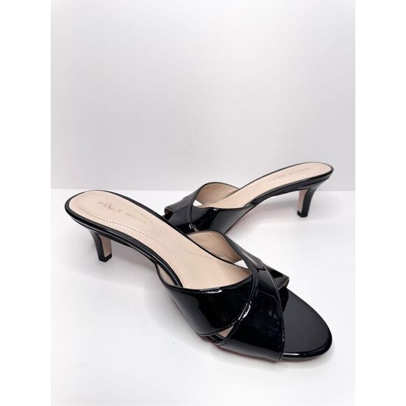 Pelle‎ Moda Heels Womens Size 8.5 Black Patent Leather Slip On Kitten Heels - Picture 6 of 8